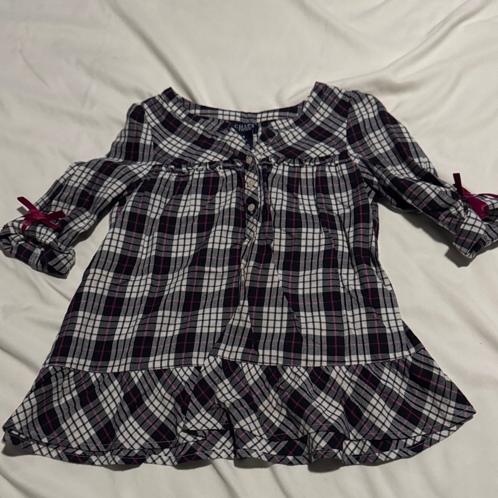 Chaps Black and White Plaid Button-Up Shirt